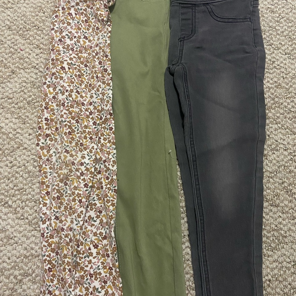 Floral, Green, and Black Pants Set